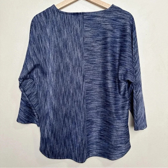 Weekends By Chico's Womens Size Medium Nocturne Navy Vneck 3/4 Sleeve Tunic - Picture 10 of 10